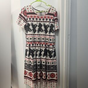 Patterned Short Sleeve Dress